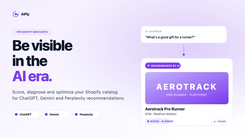 AIFly scores a product 87/100 as AI-ready for shopper queries