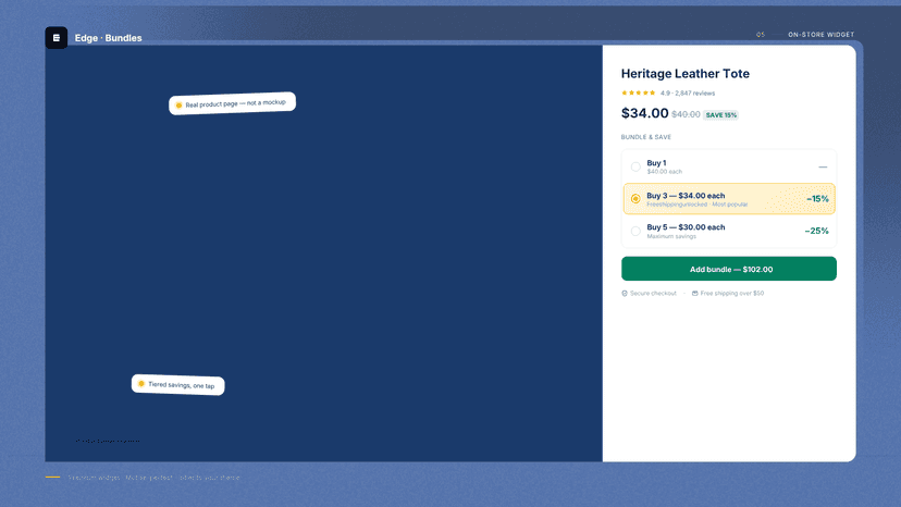Bundle editor dashboard in Edge Bundles app