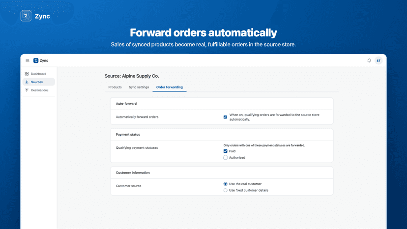 Forward orders automatically