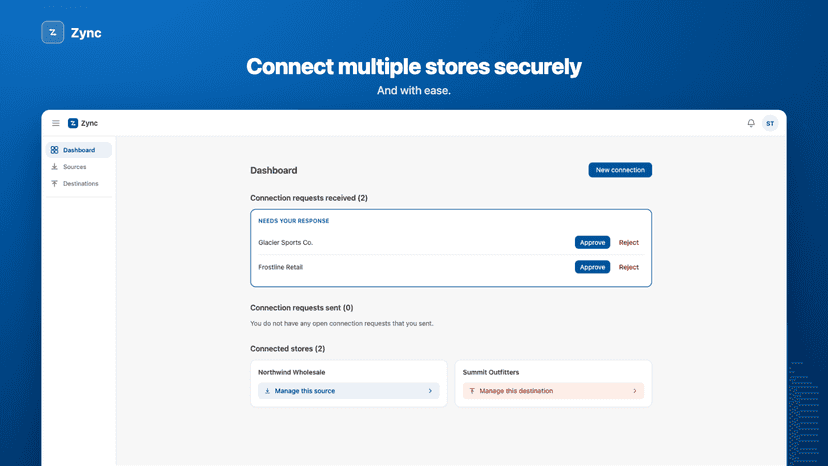 Securely connect multiple stores