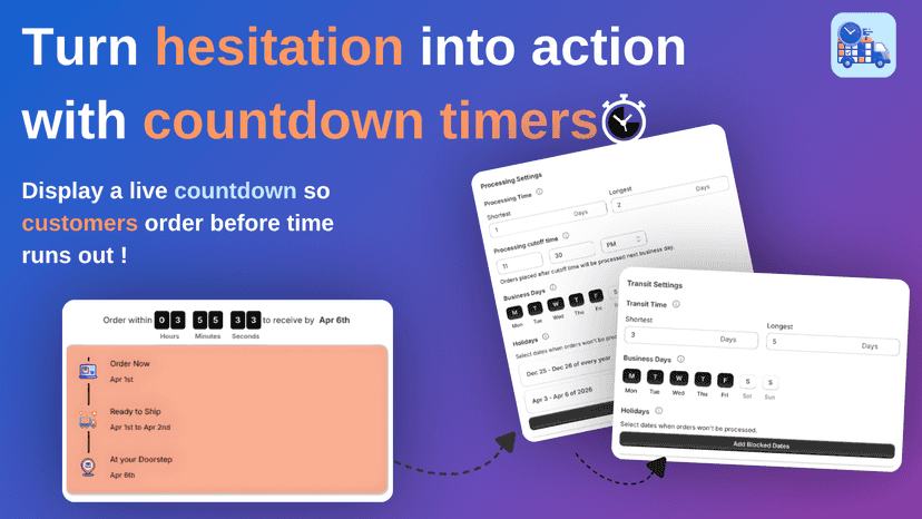 Live countdown timer to increase urgency and drive orders
