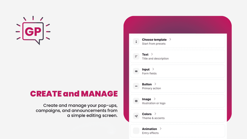 CREATE and MANAGE