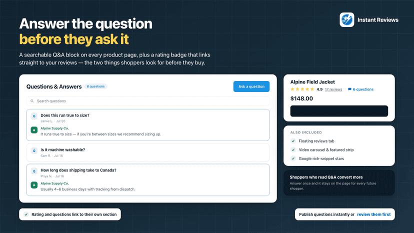 Questions & Answers by Instant Reviews