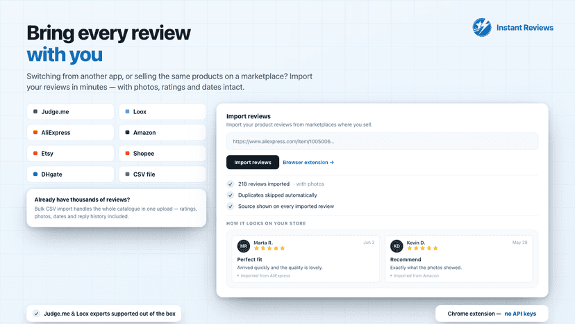 Import Reviews to Instant Reviews