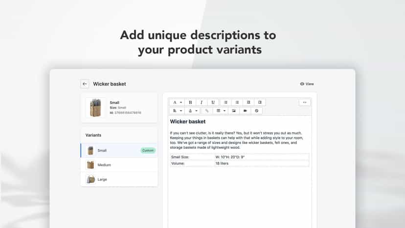 Variant editor