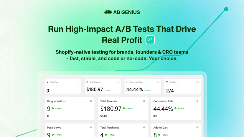 Run A/B tests in AB Genius dashboard with revenue & test metrics
