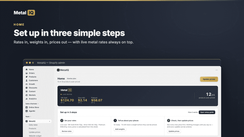 Home: live metal rates and a three-step setup