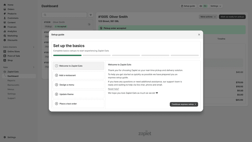Allow customers to select pickup or delivery on your homepage