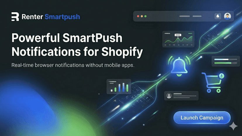 Retner SmartPush simple Shopify app banner showing instant brows