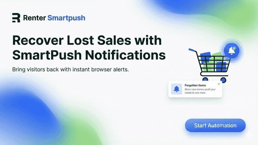 Retner SmartPush abandoned cart recovery notification banner for