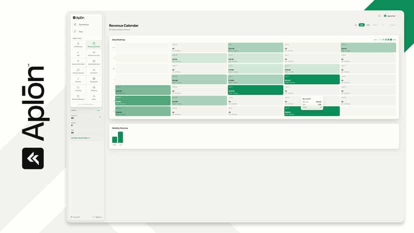 Aplon revenue calendar: daily sales heatmap by date