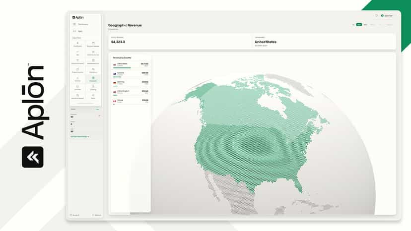 Aplon geographic revenue: sales by country on a globe