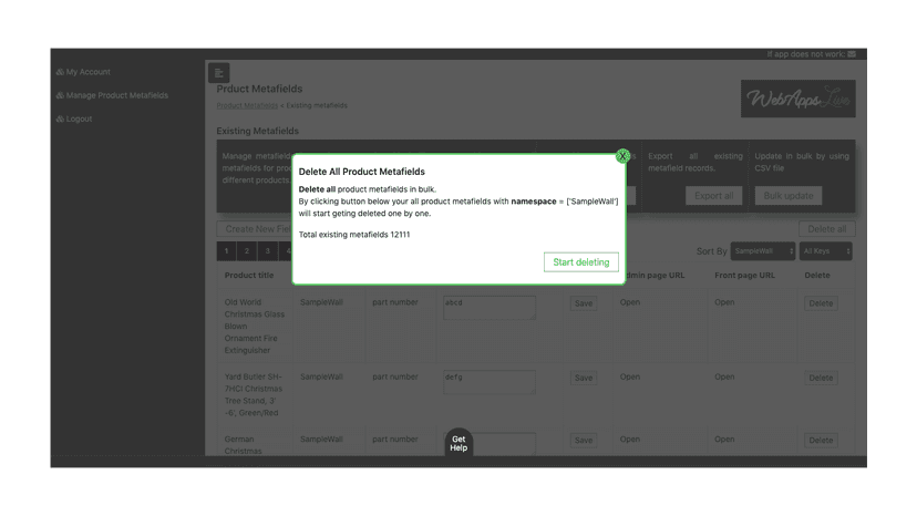 bulk delete shopify custom fields