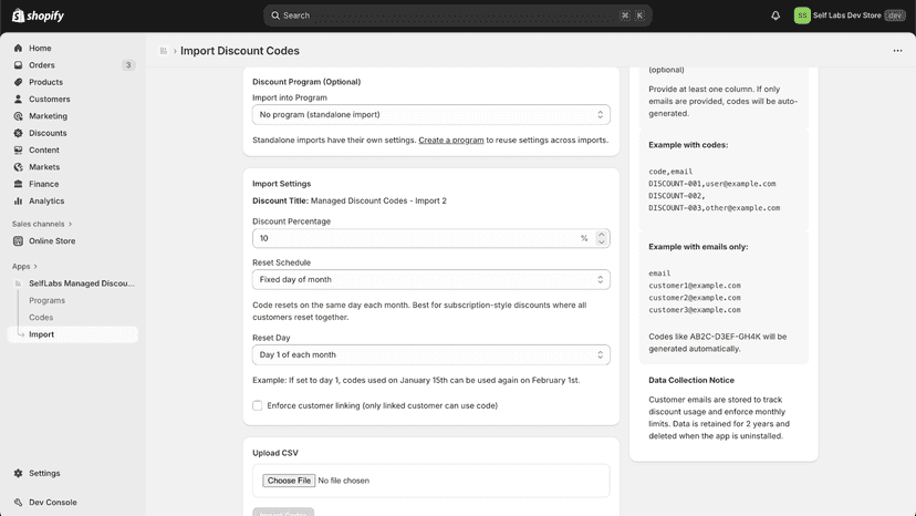 Imports Page