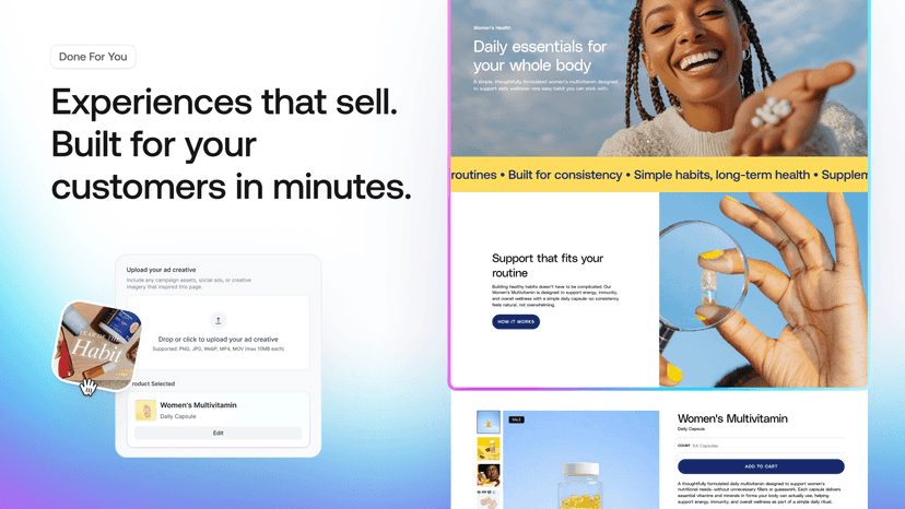 Experiences that sell. Built for you customers in minutes.