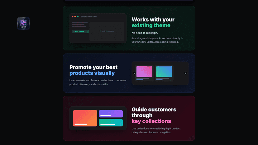 Works with your existing theme Just drag-and-drop our AI section