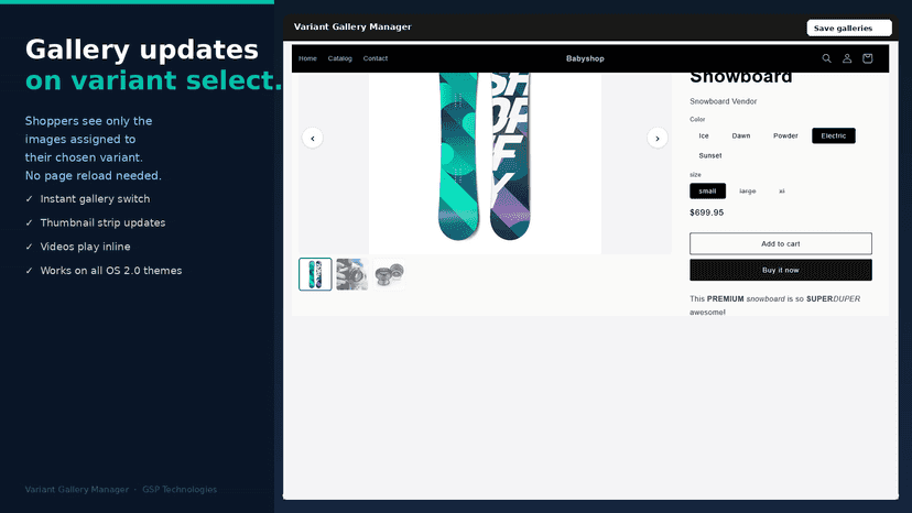 Product page gallery switching when variant is selected