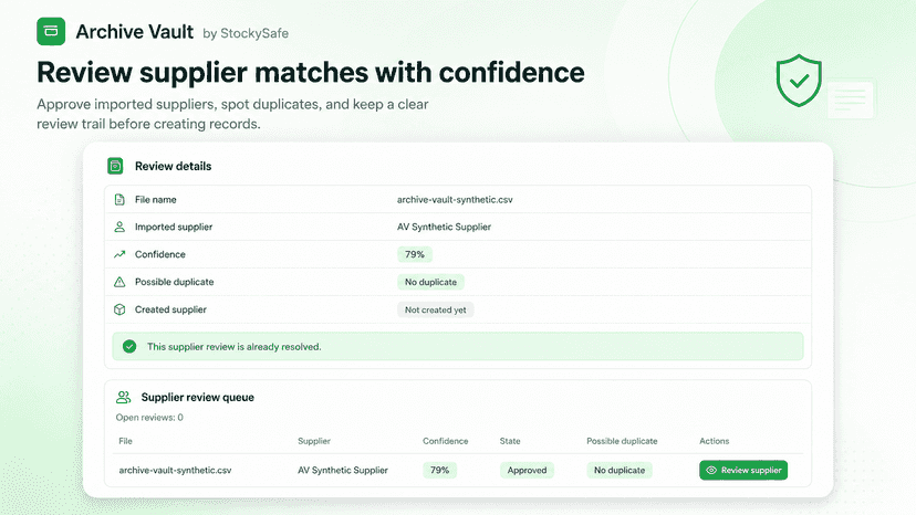 Supplier review screen for migration records