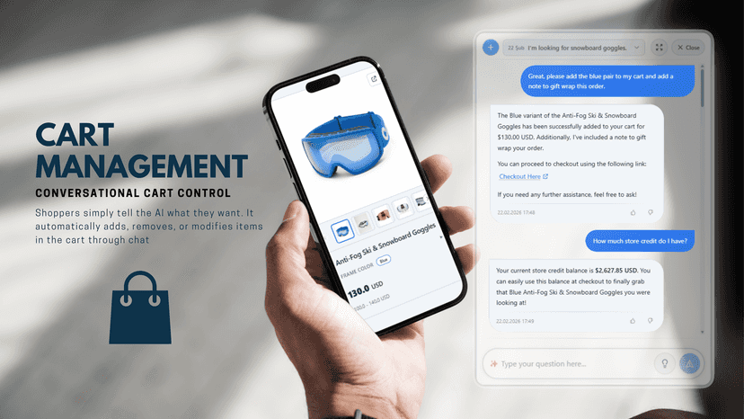 Conversational AI cart management and store credit.