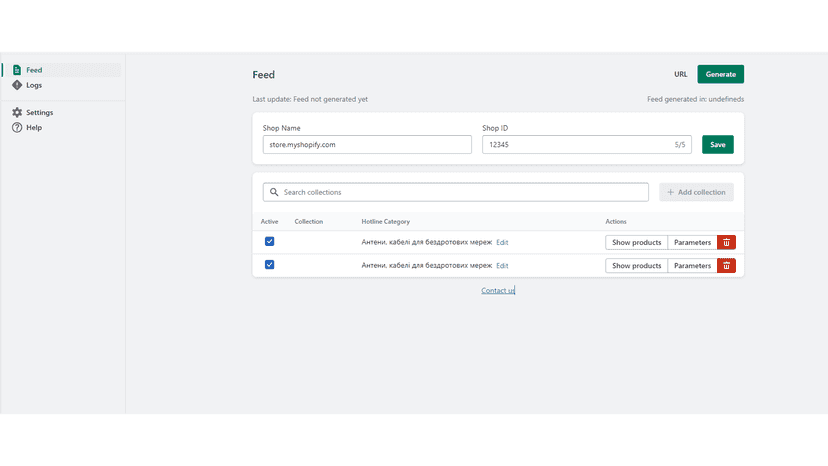 Main settings