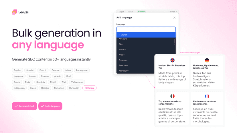 bulk product description generation with multi-language support