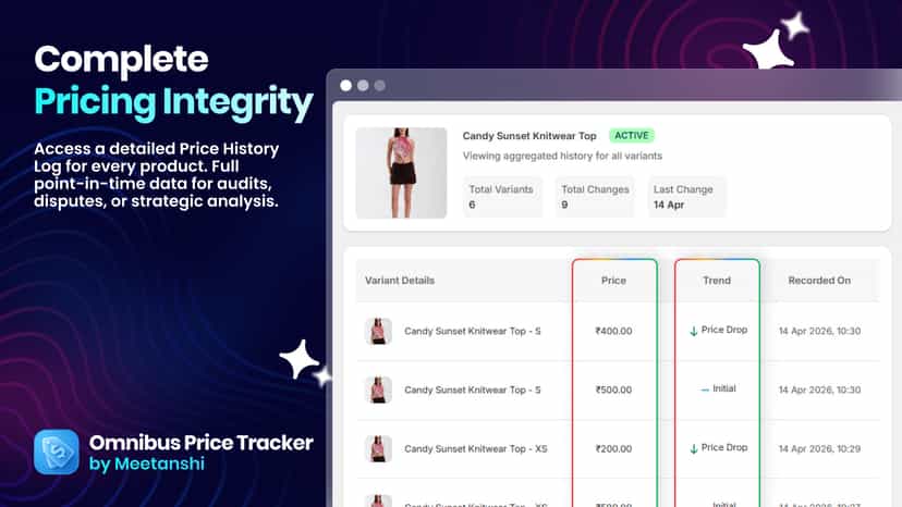 Track product price changes in the admin panel