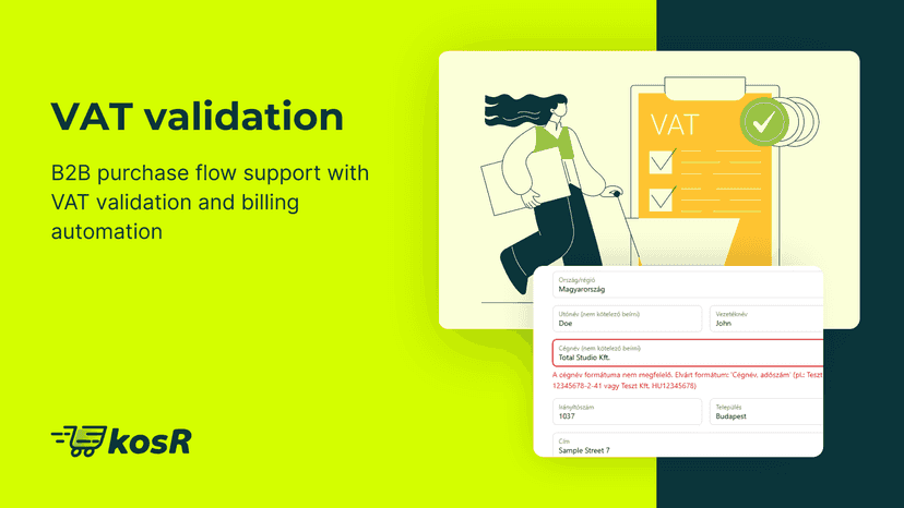 B2B purchase flow with VAT validation and billing automation