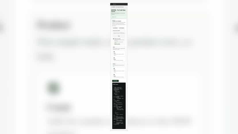 Mobile view of JSON endpoint settings and sample response