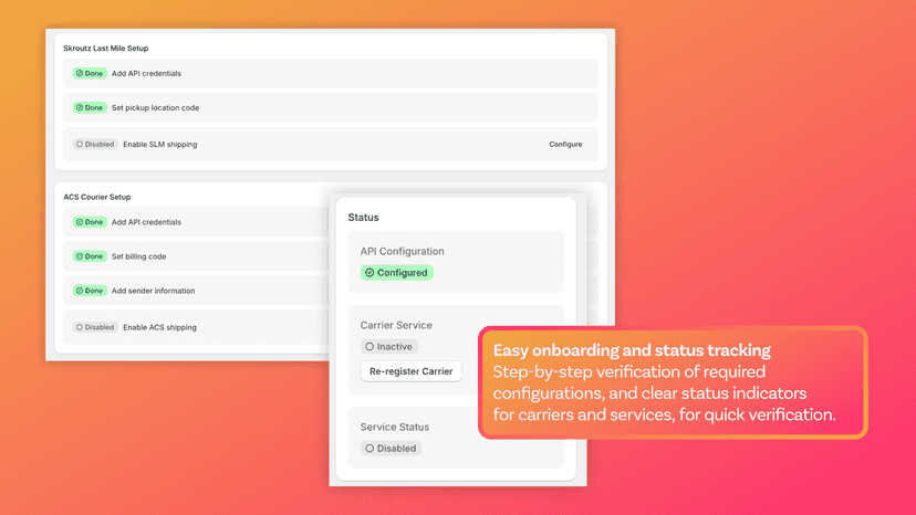 Easy onboarding and status tracking