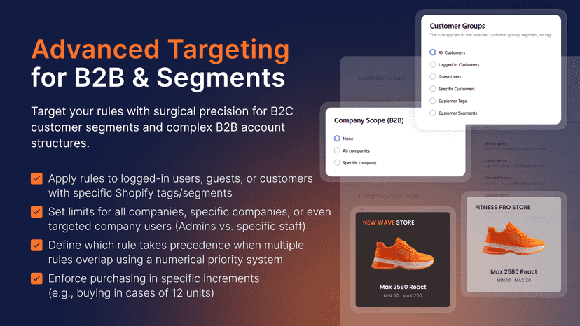 Advanced targeting tools for B2B segments, tags, and customer gr