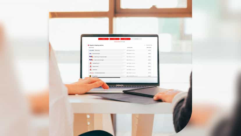 Laptop showing shipping options and rates.