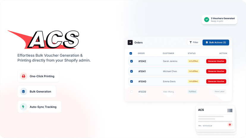 ACS Courier Voucher Labels for Shopify