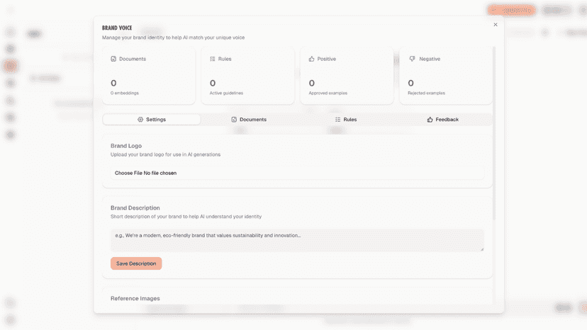 Brand Voice settings for identity management.