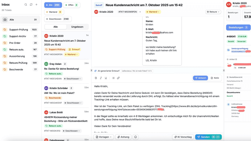 Automatisierten Kundensupport