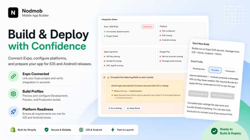 Build and publish screen with Expo EAS integration and store con
