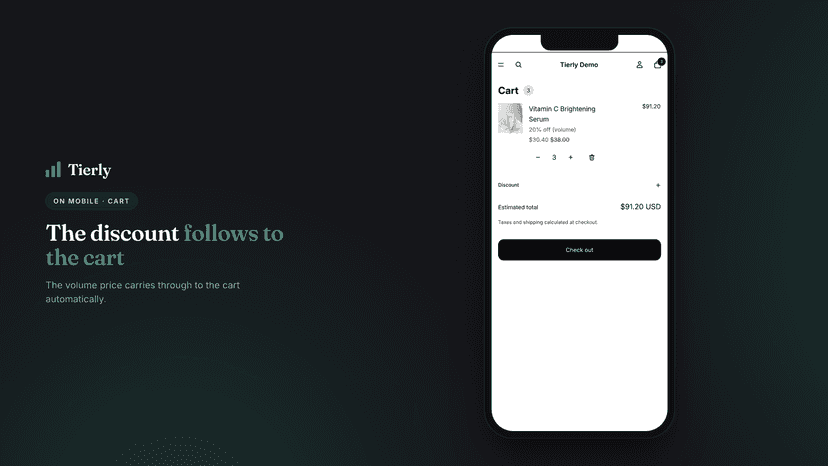 Volume discount carried into the mobile cart