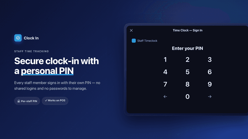 Staff entering a personal PIN to clock in on POS