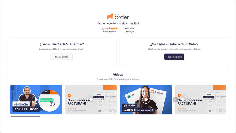 Vista de inicio del plugin