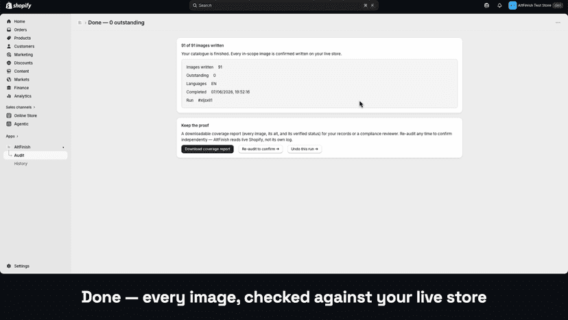 Show the completion of alt text added to 91 images.