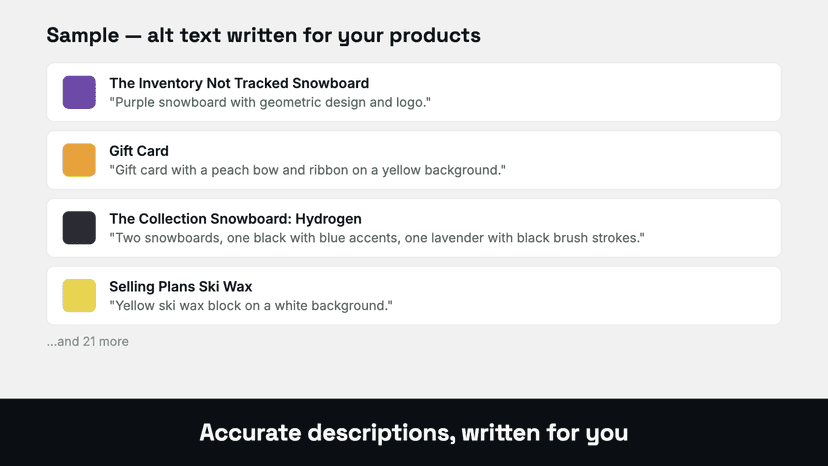 Accurate image descriptions, written for you.