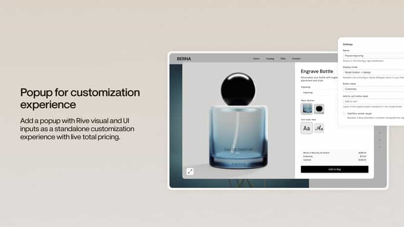 Popup for customization experience