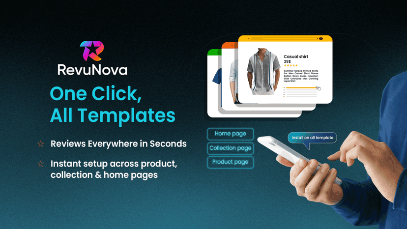 RevuNova: Auto-installed review widgets across all store pages