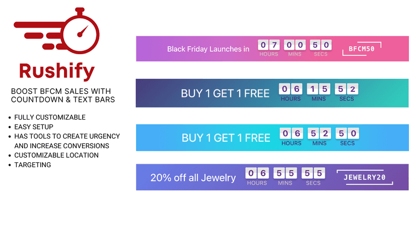 Customizable countdown & announcement bar & popup
