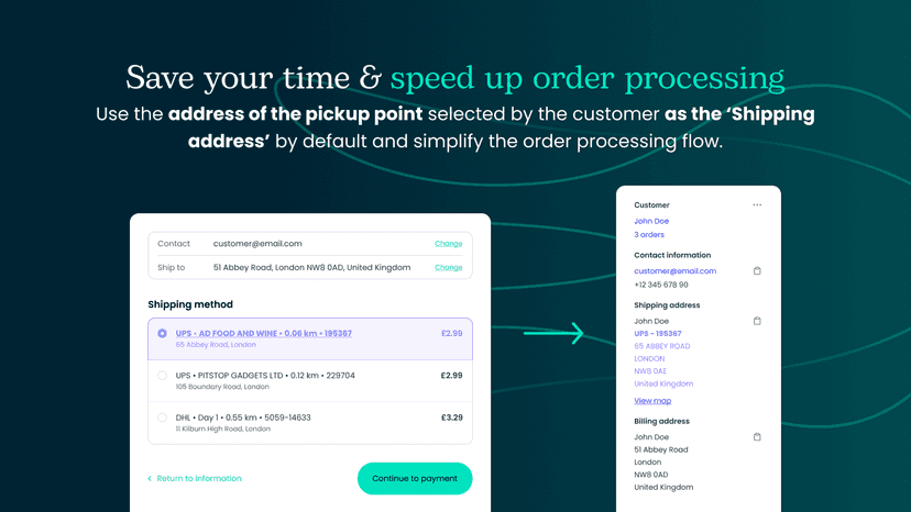 Pickup point's address used as Shipping address by default