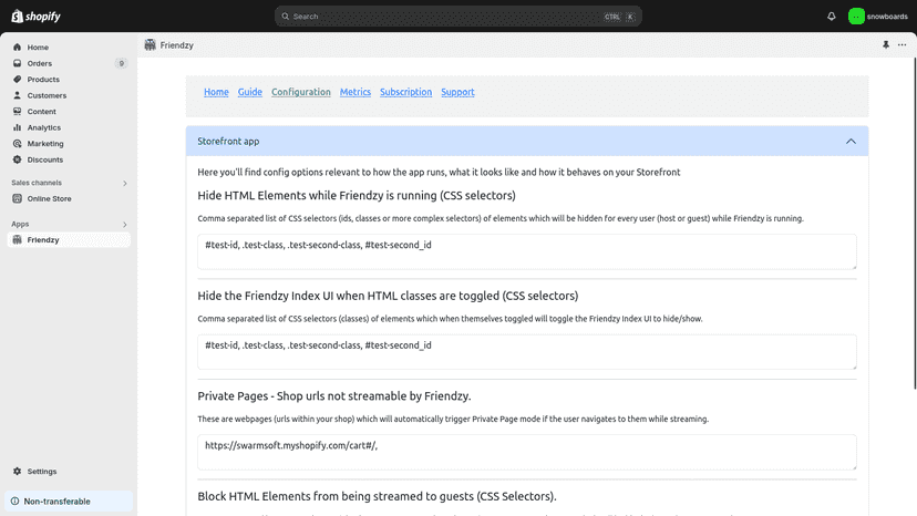 Friendzy Admin Configuration