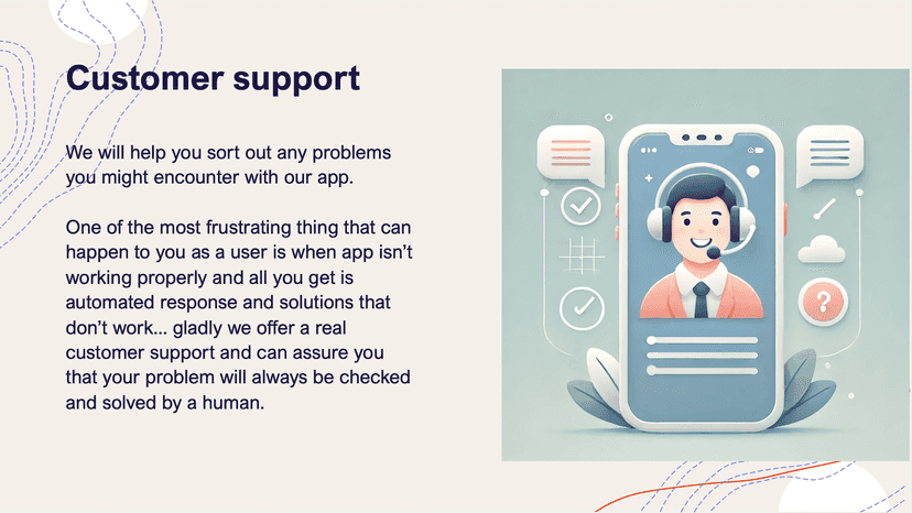 Explains customer support.