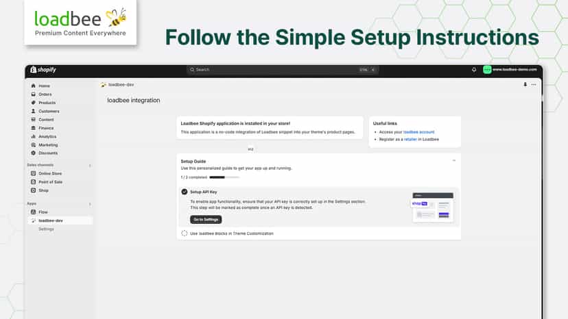 settings of the loadbee app