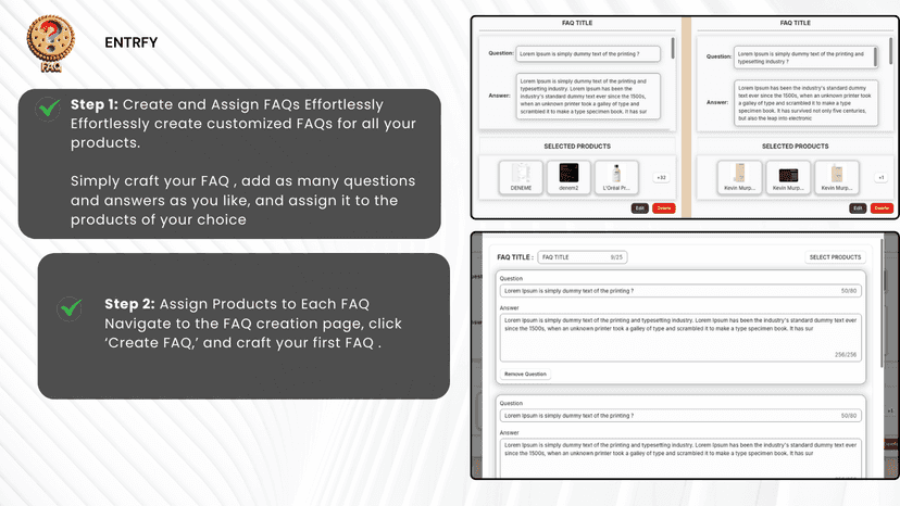 Setup Step-1/2 Product Faqs App