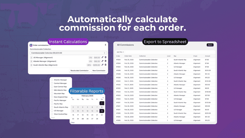 Export historical commission data with powerful filters