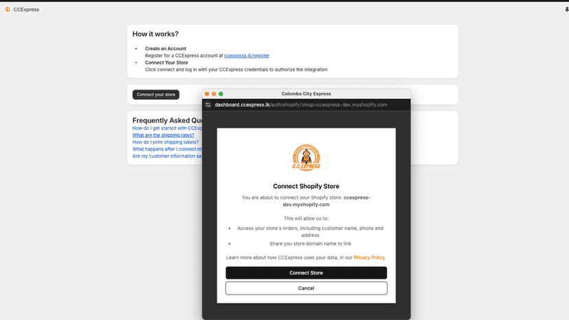CCExpress Integration Permission
